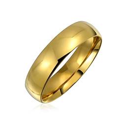 Bling Jewelry Komfortabler Dome Ehering Für Paare Für Männer Für Frauen 14K Vergoldeter Edelstahl 5MM von Bling Jewelry