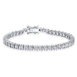 Bling Jewelry Moderner Brautschmuck 10Ct Aaa Cz Round Solitaire Tennis Armband Für Frauen Hochzeit Cubic Zirkonia .925 Sterling Silber Rhodium 7 Zoll von Bling Jewelry