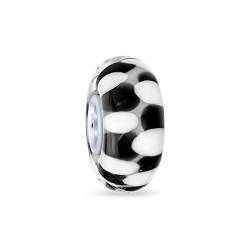 Bling Jewelry Murano Glas Spacer Schwarz Weiß Schachbrettmuster Charme Bead Passend Für Europäische Armband Für Frauen Teen .925 Sterling Silber Kern von Bling Jewelry