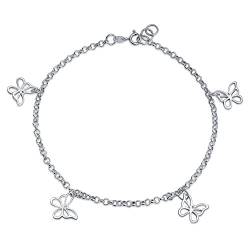 Bling Jewelry Natur Garten Multi Dangle Charm Schmetterling Fußkettchen Fußknöchel Armband Für Frauen Teens .925 Sterlingsilber Verstellbar 9,5 Zoll von Bling Jewelry