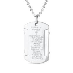 Bling Jewelry Personalisieren Inspirational Message Religiöses Mantra Stackable Military Stil Gelassenheit Gebet Dog Tag Anhänger Halskette Für Männer Teen Silberton Edelstahl Brauch Graviert von Bling Jewelry