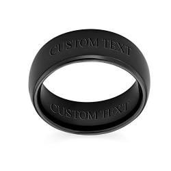 Bling Jewelry Personalisierte Einfache Kuppel Schwarz Paare Titan Ehering Ring Für Männer Frauen Kompfort Fit 8Mm Kundenspezifische Gravur von Bling Jewelry