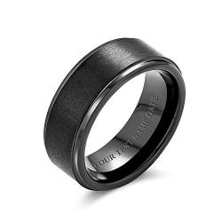 Bling Jewelry Personalisierter Einfacher Schwarzer Matte Paare Titanium Ehering Ring Für Männer Für Frauen 8Mm Individuell Graviert von Bling Jewelry