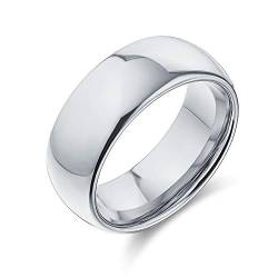 Bling Jewelry Schlichte Einfache Breite Kuppel Paare Titan Ehering Ring Für Männer Für Frauen Poliert Silberton Komfort Fit 8Mm von Bling Jewelry
