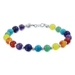 Bling Jewelry Spirituelle Multicolor Bunte Heilung Edelstein Yoga Perlen Strand Chakra Armbänder Meditation Entspannung Für Frauen Teen .925 Sterling Silber Bead Lobster Clasp 7.5 Inch von Bling Jewelry