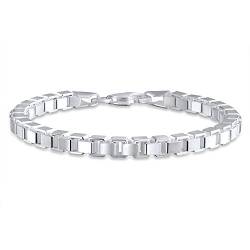 Bling Jewelry Unisex Armband Mit Massiven Spiegel-Venezianer-Box-Gliederkette Für Männer Und Jugendliche Hergestellt Aus .925 Sterlingsilber In Italien 8 Zoll Lang. von Bling Jewelry