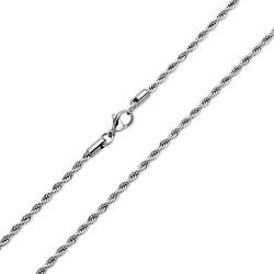 Bling Jewelry Unisex Klassisch Einfach Strong 3Mm 040 Gauge Strong Twist Cable Seil Chain Halskette Für Männer Silberton Edelstahl 24 Zoll von Bling Jewelry