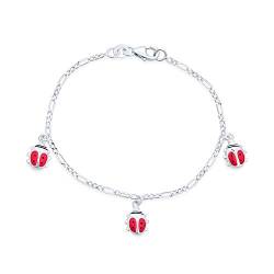 Bling Jewelry Viel Glück Dangling Rosa Ladybug Charme Armband Für Teenager Für Frauen .925 Sterling Silber Kleine Handgelenk 6 Zoll von Bling Jewelry