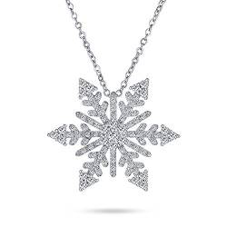 Bling Jewelry Winterliche Urlaubsparty Weihnachtsanhänger Schneeflocke Halskette Für Frauen Teenager Versilbert. von Bling Jewelry