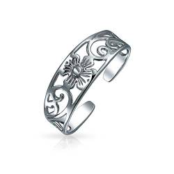 Blumen Rebe Geschnitzt Wirbel Ausgeschnitten Filigran Oxidiert Midi Band Zehenring Für Frauen .925 Silber Sterling Einstellbar von Bling Jewelry