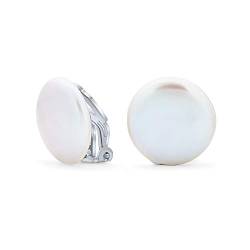 Bräutigam White Biwa Münze Süßwasser-Zuchtperle Clip On Ohrringe Für Frauen Nicht Durchbohrt Ohr .925 Sterling Silber von Bling Jewelry