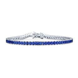 Brautschmuck 10Ct Einfache Klassische Cubic Zirconia Square Simuliert Royal Blue Sapphire Brilliant Princess Cut AAA Cz Tennis Armband Für Frauen Für Abschlussball .925 Sterling Silber von Bling Jewelry