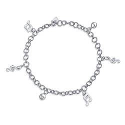 Dangling Bells Clef Musik Notenschlüssel Musik Charme Fußkettchen Knöchel Armband Charme Armband Für Musiker Frauen Teenager Lehrer Student .925 Sterling Silber von Bling Jewelry