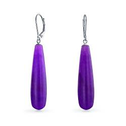 Einfache Lila Quarz Amethyst Farbe Edelstein Verlängert Träne Hebel Zurück Baumeln Ohrringe Für Frauen .925 Sterling Silber von Bling Jewelry