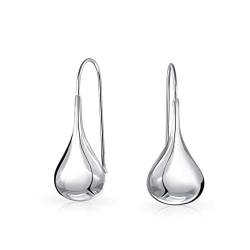 Einfache Puffed Träne Pear Shaped Regen Drop Ohrringe Für Frauen Fishhook Threader Polnischen Sterling Silber 1,4 Zoll von Bling Jewelry