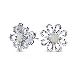 Einfacher Weißer Regenbogen Erstellt Opal Gänseblümchen Blume Frühling Ohrringe Für Frauen Für Jugendliche .925 Sterlingsilber Oktober Geburtsstein von Bling Jewelry