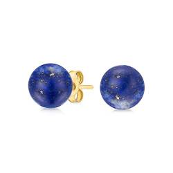 Elegante Blaue Lapislazuli Perlenkugel Steckerohrringe Für Frauen Echtes 14K Gelbgold Dezember Geburtsstein von Bling Jewelry