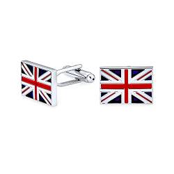 England Vereinigtes Königreich Union Jack Uk Britische Flagge Rot Blau Weißes Hemd Manschettenknöpfe Männer Executive Geschenk Bullet Hinge Back Silberton Edelstahl von Bling Jewelry