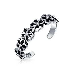 Gänseblümchen Blumen Offen Ausgeschnitten Oxidiert Midi Band Zehenring Für Frauen .925 Silber Sterling Einstellbar von Bling Jewelry