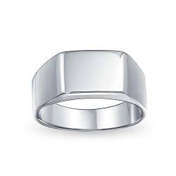 Geometrisch Anpassen Gravieren Einfache Breite Rechteck Initialee Monogramm Siegel Ring Für Männer .925 Sterling Silber Glänzend Finish von Bling Jewelry