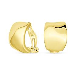 Geometrisch Gehämmerte Kuppel Halbreifen Clip On Ohrringe Für Frauen Nicht Durchbohrt Ohren Poliert 14K Gold Vergoldet Messing von Bling Jewelry