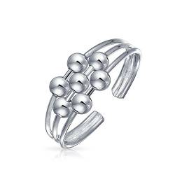 Geometrischer Boho Mittelfinger Silber Bead Ball Split Band Midi Zehenring Für Frauen Teen Poliert .925 Silber Sterling Einstellbar Anpassbar von Bling Jewelry