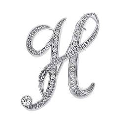 Große Aussage Abc Pave Crystal Cursive Script Monogramm Buchstaben Alphabet Initiale H Schal Revers Pin Brosche Für Frauen Versilbert von Bling Jewelry