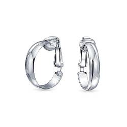 Klassische Einfache Einfache Polierte Leichte Clip Auf Hoop-Ohrringe Für Frauen Nicht Durchbohrt Ohren .925 Sterling Silber .75 Durchmesser von Bling Jewelry