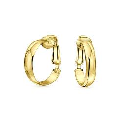 Klassische Einfache Polierte Leichte Clip-Ohrringe Für Frauen Ohne Ohrlöcher 14K Gelbgold .925 Sterling Silber .75 Durchmesser von Bling Jewelry
