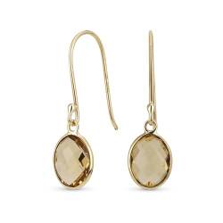 Klassische Elegante Echte 10K Gold Facettierte Briolette Edelsteinfassung Ovale Goldgelbe Citrine Hängeohrringe Für Frauen Mit Draht Fischhaken von Bling Jewelry