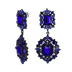 Kristall Hochzeit Art Deco Vintage Stil Gatsby Simuliert Blue Sapphire Baumelnd Earrings For Freundin Wedding Abschlussball Black Vergoldet Metal von Bling Jewelry