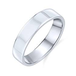 Minimalistischer Einfacher .925 Sterling Silber Flacher Paare Ehering Ring Für Frauen Für Männer 4Mm von Bling Jewelry