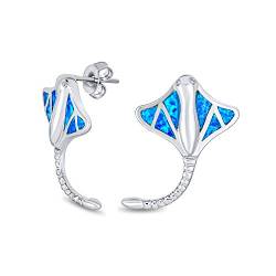 Nautischen Blauen Inlay Erstellt Opal Große Stachelrochen Ohrstecker Für Frauen .925 Sterling Silber Oktober Birthstone von Bling Jewelry