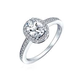 Personalisieren Sie 2Ctw Klassisch Halo Oval Solitaire Abschlussballise Verlobungsring Für Frauen Dünne Band Cubic Zirkonia Rose Vergoldet .925 Sterling Silber Brauchizable von Bling Jewelry