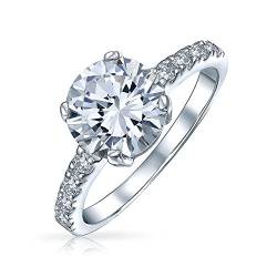 Personalisieren Sie 4Ct Aaa Cz Runde Brillant Solitär Verlobungsring Für Frauen .925 Sterling Silber Kubischer Zirkonia Pave Seite Stein 2Mm Band Anpassbar von Bling Jewelry