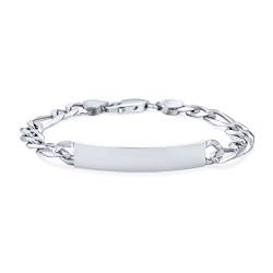 Personalisieren Sie Den Namen Der Bar Mit Einer Identifikations Id Armband Für Männer 8 MM Figaro Kettenverbindung 200 Gauge Aus .925 Sterlingsilber Hergestellt In Italien 8 Zoll Anpassbar von Bling Jewelry