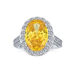 Personalisieren Sie Nachlass Vintage Stil Cocktail 6Ct Halo Aaa Cz Canary Yellow Oval Solitaire Statement Verlobungsring Für Frauen .925 Sterling Silber Pave Seite Steine Anpassbar von Bling Jewelry