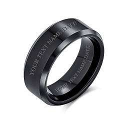 Personalisierte Einfache Abgeschrägten Rand Paare Titan Ehering Ring Für Männer Für Frauen Kompfort Fit 8Mm Benutzerdefinierte Eingraviert von Bling Jewelry