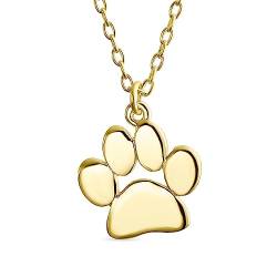 Personalisierte Initiale Alphabet A-Z Zierlich Hund Katze Haustier Kätzchen Welpe Pfote Drucken Anhänger Halskette Tierschmuck Für Frauen Teen 14K Gelbgold Plattiert .925 Sterling Silber von Bling Jewelry