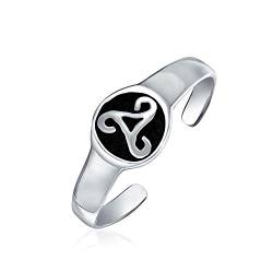 Personalisierte Keltische Trinity Knot Arbeit Kreis Triquetra Rosay Midi Zehenring Oxidiert .925 Silber Sterling Einstellbar Anpassbar von Bling Jewelry