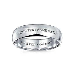 Personalisierte Minimalistische Einfache .925 Sterling Silber Kuppel Paare Ehering Ring Für Frauen Für Männer 5Mm Kundenspezifische Gravur von Bling Jewelry