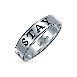 Personalisierte Sentimental Gravierte Worte Sagen Stay Strong Abschlussballise Commitment Eternity Band Ring Für Teenager Frauen Oxidiert .925 Sterling Silber 4.5 Mm Anpassbar von Bling Jewelry