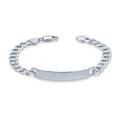 Personalisierter Bar Name Plated Identifikations Id Armband Für Männer 6 MM Diamantgeschnittene Miami Cuban Curb Link Kettenglied 200 Gauge .925 Sterling Silber 8 Zoll Anpassbar von Bling Jewelry