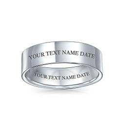 Personalisierter Minimalistischer Einfacher .925 Sterling Silber Flacher Paare Ehering Ring Für Frauen Für Männer 6Mm Individuell Graviert von Bling Jewelry