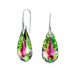 Regenbogen Schillernde Farbe Wechselnde Facettierte Rosa Grün Aurora Borealis Birnenförmiger Echter Kristall Große Tropfen Ohrringe Für Frauen Jugendliche .925 Sterling Silber Fisch Haken Draht von Bling Jewelry