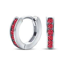 Rot Cubic Zirconia Cz Kanal Set Kleine Huggie Hoop Ohrringe Für Frauen Simuliert Ruby .925 Sterling Silber von Bling Jewelry