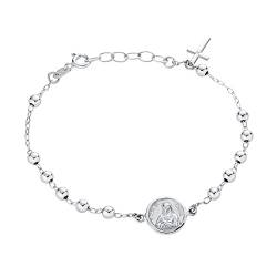 Sie Katholische Christliche Religiöse Gebet Betten Mit Kreuz Charmee Heilige Mutter Jungfrau Maria Medaille Rosenkranz Armband Für Frauen .925 Sterling Silber 7- 8 Zoll Einstellbar Anpassbar von Bling Jewelry