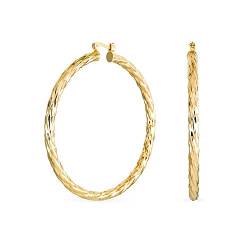 Twisted Seil Kabel Große Reifen Ohrringe Für Frauen Für Teenager 18K Gold Plattiert Messing 2,25 Zoll Durchmesser von Bling Jewelry