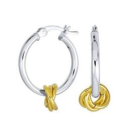 Twisted Side Charme Runde Röhre Dünn Zwei Tone Liebe Knot Hoop Ohrringe Für Frauen Teen Gold Plattiert .925 Sterling Silber 1 Zoll-Durchmesser von Bling Jewelry