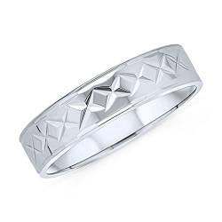 Unisex Personalisierbarer X Muster .925 Sterling Silber Diamantschnitt Ehering Für Paare Männer Frauen 5MM Breit von Bling Jewelry